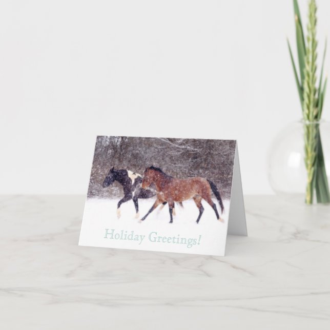 Winter Barn Horse Christmas Greeting Card (Front)
