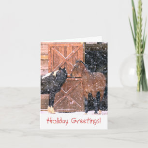 Winter Barn Horse Christmas Greeting Card