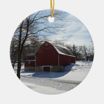 Winter Barn Ornament by lynnsphotos at Zazzle