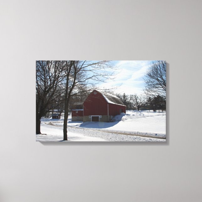 Winter Barn Wrapped Canvas Print (Front)