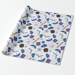 Winter Baseball Pattern Wrapping Paper