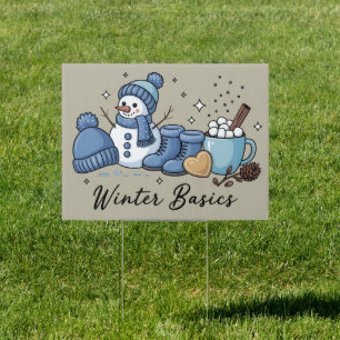 Winter Basics Snowman Christmas Weather Cozy  Sign
