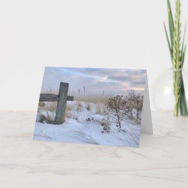 Winter Beach Landscape Blank Greeting Card (Front)