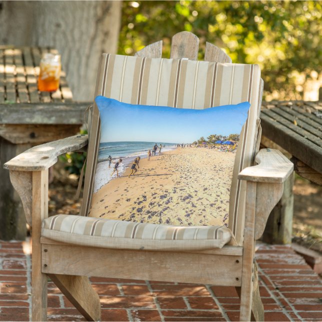 Winter Beach Scene Outdoor Pillow (Chair)