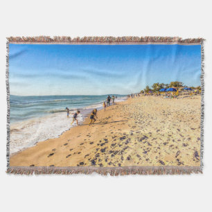 Winter Beach Scene Throw Blanket