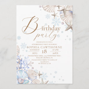 Winter Beach Theme 18th Birthday Party Invitation