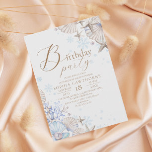 Winter Beach Theme 18th Birthday Party Invitation