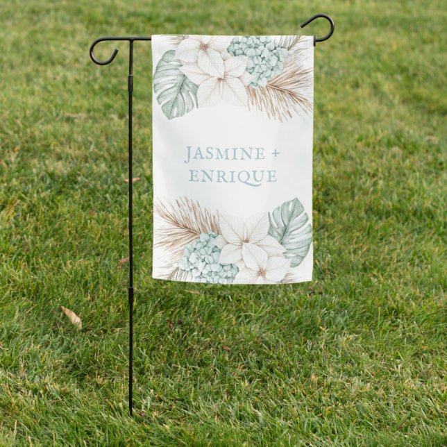 Winter Beach Wedding Garden Flag (In SItu)