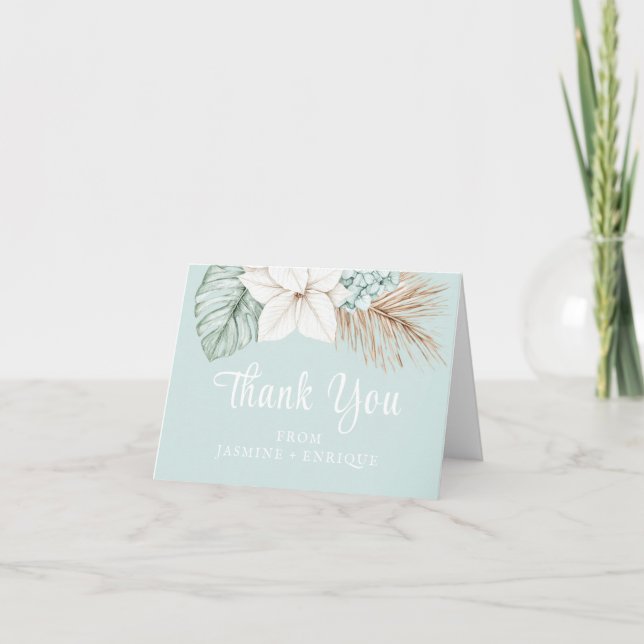 Winter Beach Wedding Letterpress Thank You Card (Front)