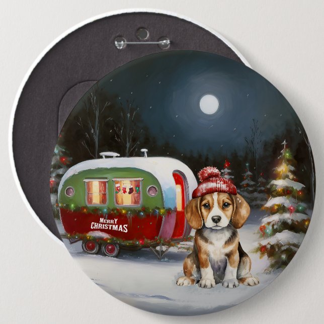 Winter Beagle Caravan Christmas Adventure  Button (Front & Back)