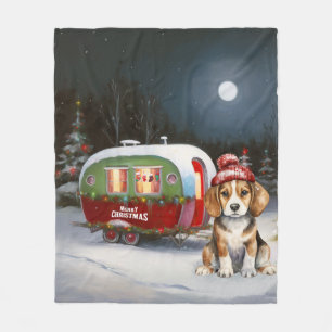 Winter Beagle Caravan Christmas Adventure Fleece Blanket