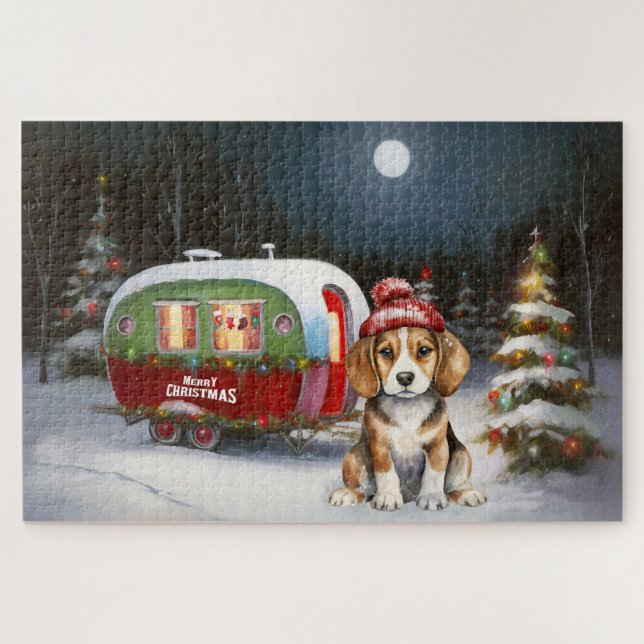Winter Beagle Caravan Christmas Adventure  Jigsaw Puzzle (Horizontal)