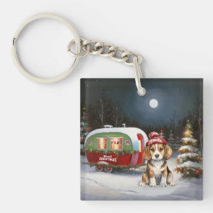 Winter Beagle Caravan Christmas Adventure  Keychain