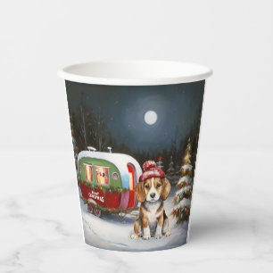 Winter Beagle Caravan Christmas Adventure Paper Cups