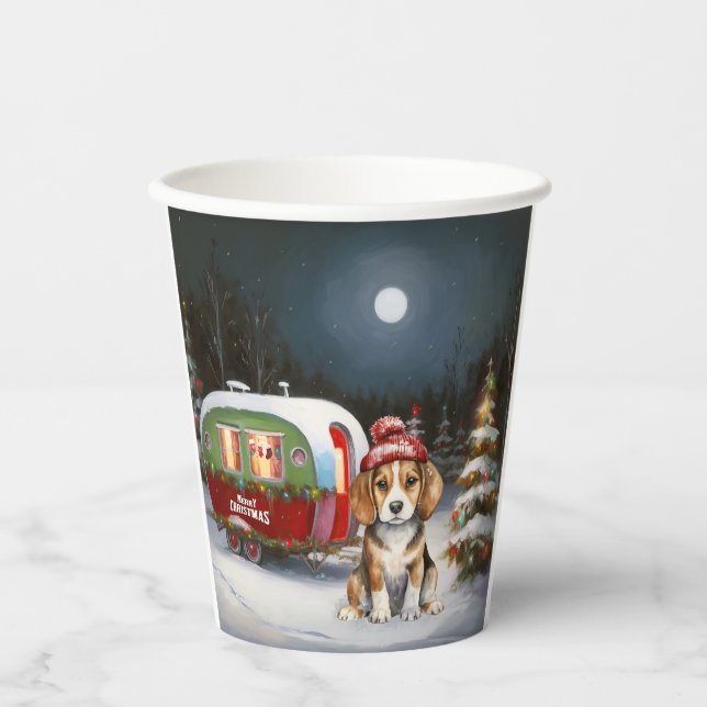 Winter Beagle Caravan Christmas Adventure  Paper Cups (Front)