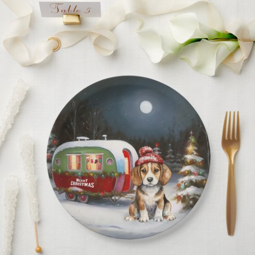 Winter Beagle Caravan Christmas Adventure  Paper Plates