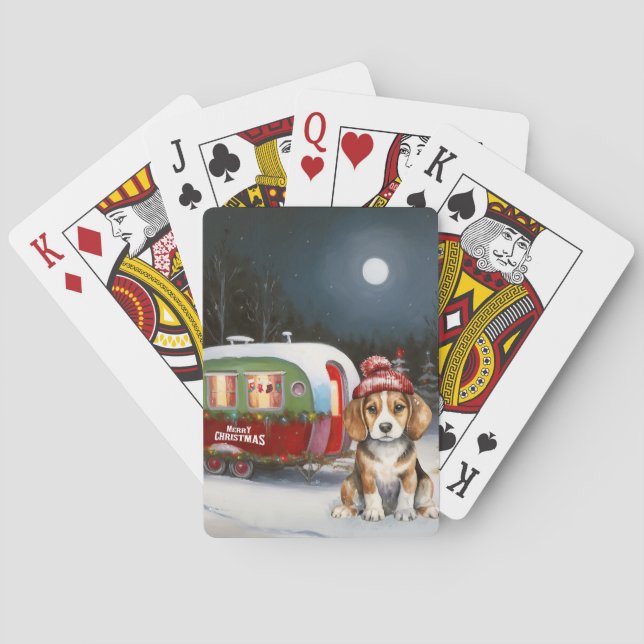 Winter Beagle Caravan Christmas Adventure  Poker Cards (Back)