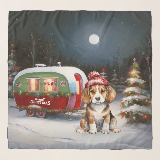 Winter Beagle Caravan Christmas Adventure  Scarf (Front)