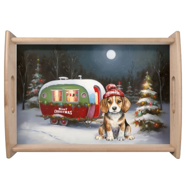 Winter Beagle Caravan Christmas Adventure  Serving Tray (Front)