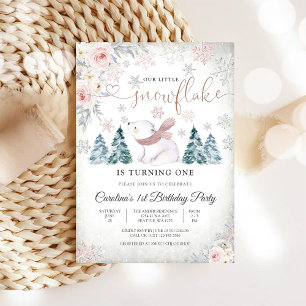 Winter Bear 1st Birthday Invitation
