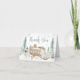 Winter Bear Baby Its Cold Outside Baby Shower Letterpress Thank You Card