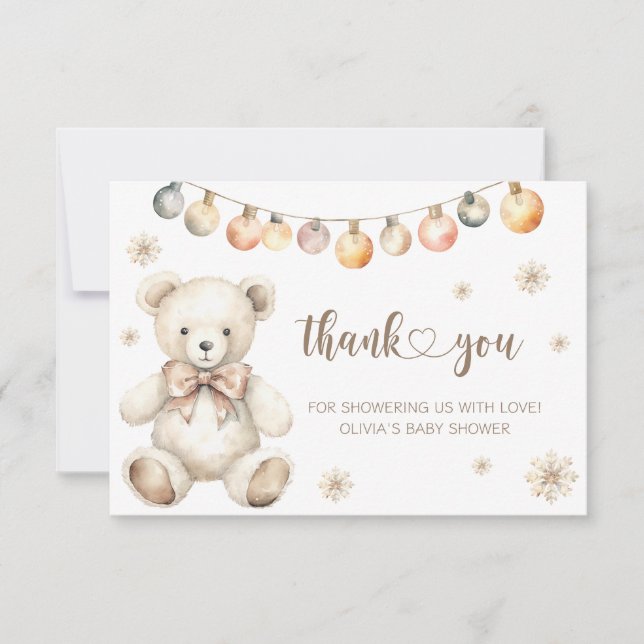 Winter bear baby its cold outside thank you  card (Front)