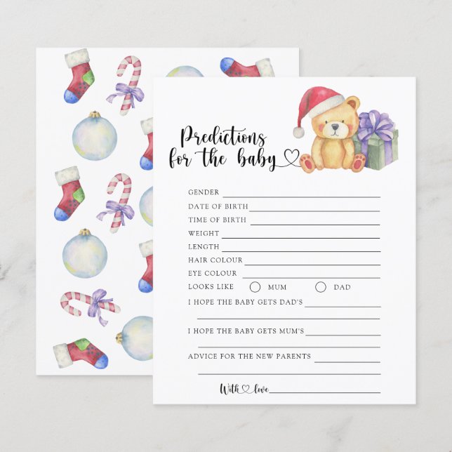 Winter bear - baby predictions and advice (Front/Back)