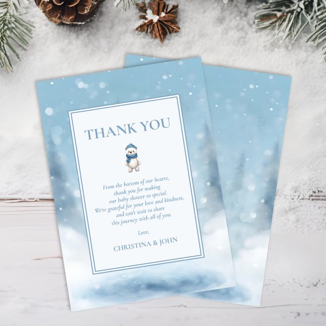Winter Bear Baby Shower Thank You Card (Creator Uploaded)