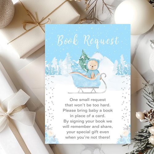 Winter Bear Blue Sleigh Book Request Enclosure Card