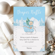 Winter Bear Blue Sleigh Diaper Raffle Enclosure Card