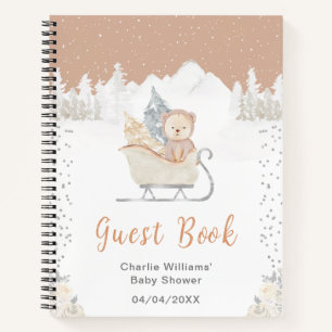 Winter Bear Brown Sleigh Baby Shower Guest Book
