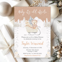 Winter Bear Brown Sleigh Baby Shower Invitation