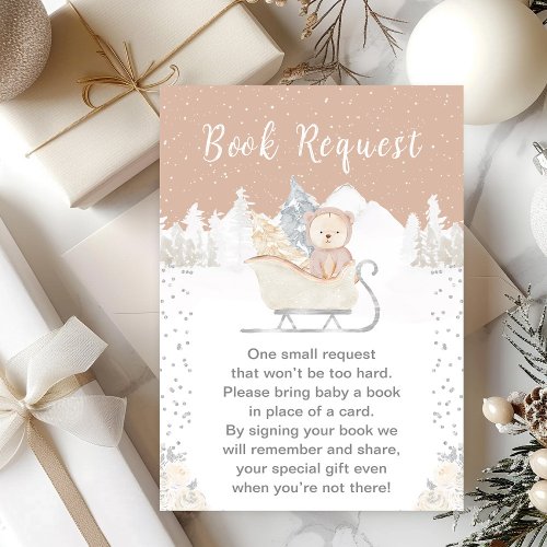 Winter Bear Brown Sleigh Book Request Enclosure Card