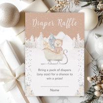 Winter Bear Brown Sleigh Diaper Raffle Enclosure Card