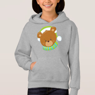 Winter Bear, Cute Bear, Brown Bear, Bear With Hat Hoodie