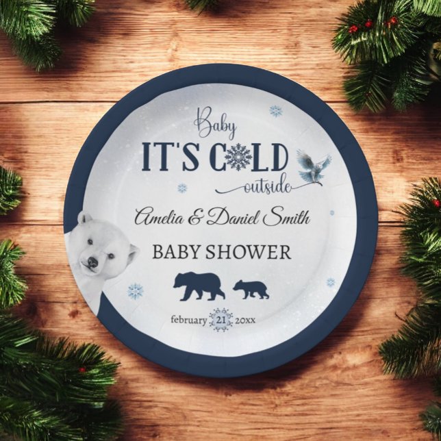 Winter Bear Family Baby Cold Outside Owl  Paper Plates (Creator Uploaded)