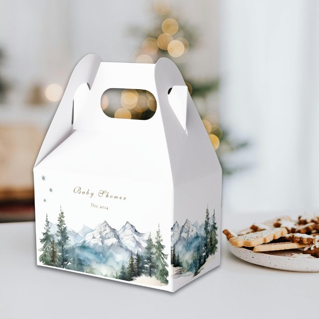 Winter Bear Family Mountain Forest Baby Shower Favor Boxes (Creator Uploaded)