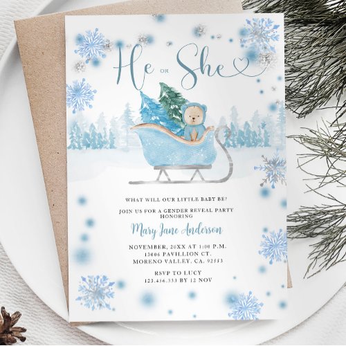 Winter Bear Gender Reveal Invite