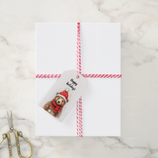 Winter Bear in a Cozy Red Hat  Gift Tags