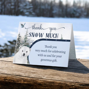 Winter Bear Owl Snow Much Baby Shower Fold Letterpress Thank You Card