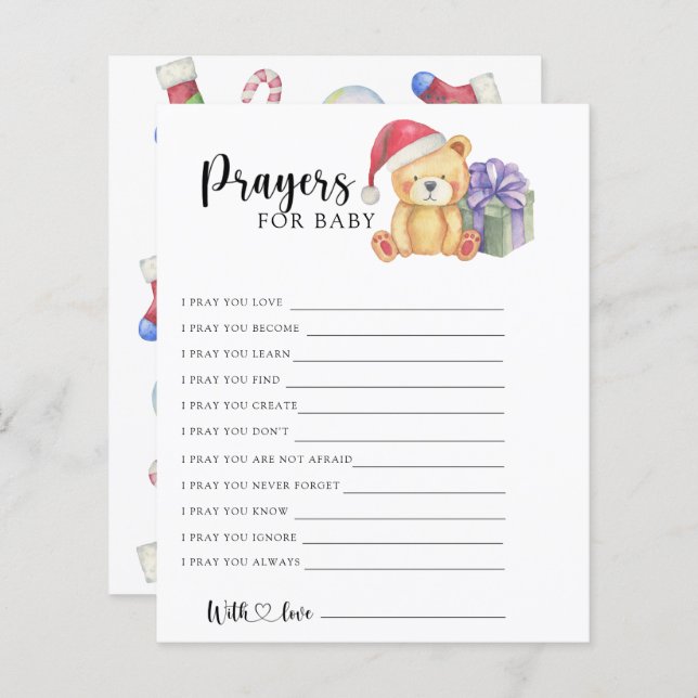 Winter bear - Party game | prayers for baby (Front/Back)