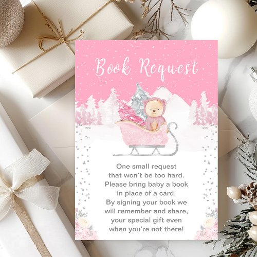 Winter Bear Pink Sleigh Book Request Enclosure Card