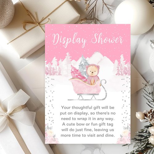 Winter Bear Pink Sleigh Display Shower Enclosure Card