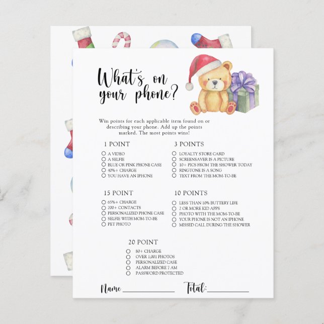 Winter Bear - What's on your phone game (Front/Back)