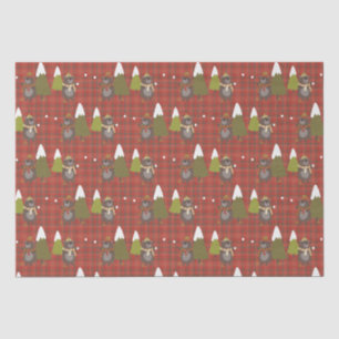 Winter Bear White Christmas Red Buffalo Plaid Tissue Paper