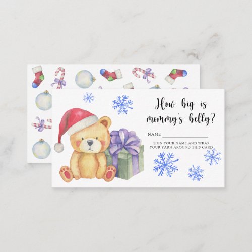 Winter bear with gift _ How big is mommys belly Enclosure Card