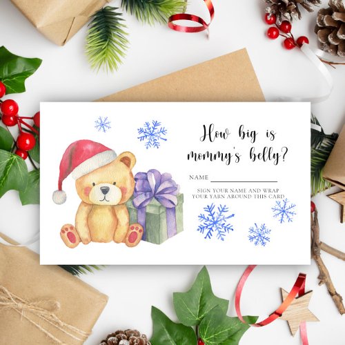 Winter bear with gift _ How big is mommys belly Enclosure Card