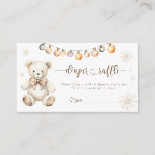 winter bearly wait Baby Shower diaper raffle Enclosure Card