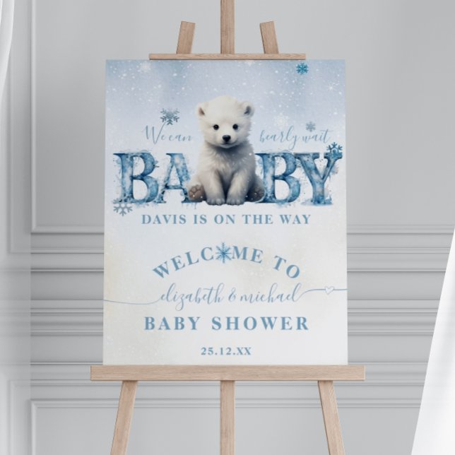 Winter Bearly Wait Modern Baby Shower Welcome Foam Board (Creator Uploaded)