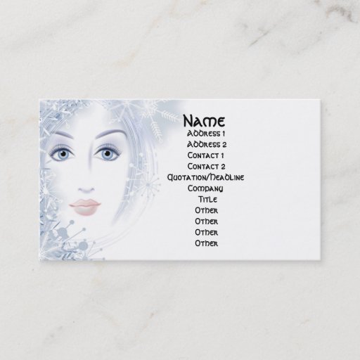 Customizable Winter Beauty Lady Business Cards